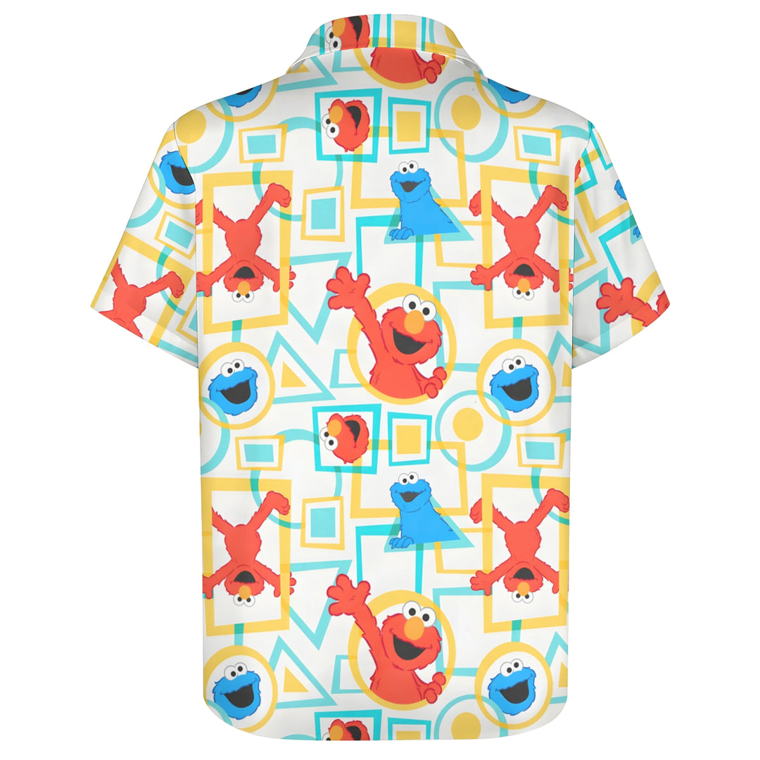 Men's Geometric Cartoon Print Casual Short Sleeve Shirt 2403000191