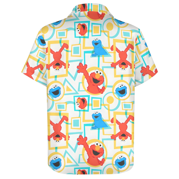 Men's Geometric Cartoon Print Casual Short Sleeve Shirt 2403000191