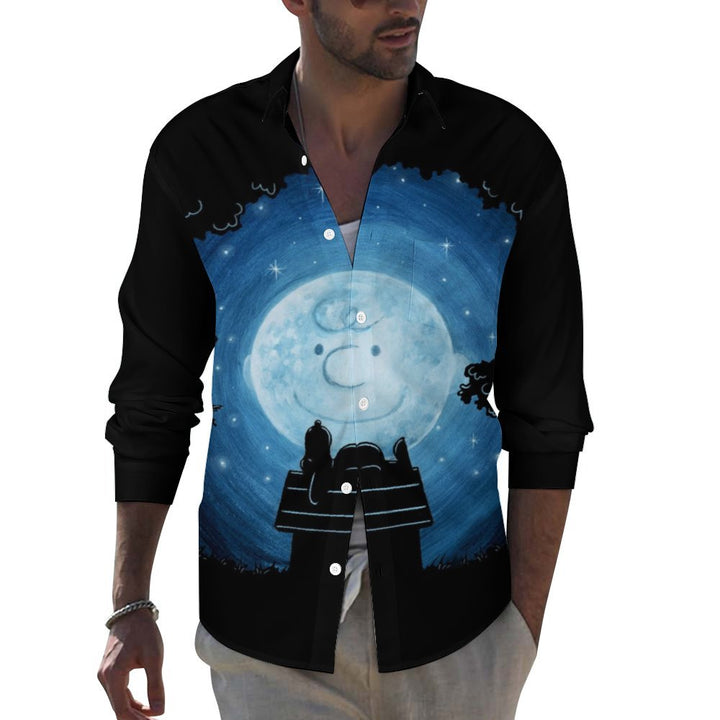 Men's Casual Cartoon Printed Long Sleeve Shirt 2311000594