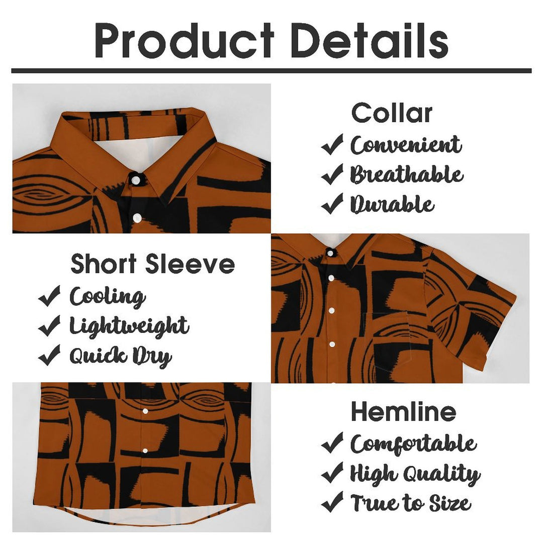 Artistic Geometric Print Casual Short Sleeve Shirt 2402000309