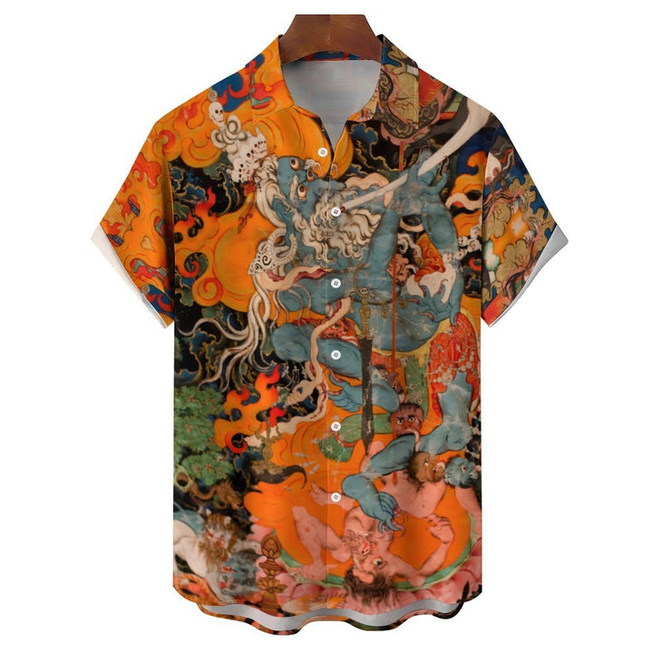 Men's Himalayan Art Casual Short Sleeve Shirt 2403000012