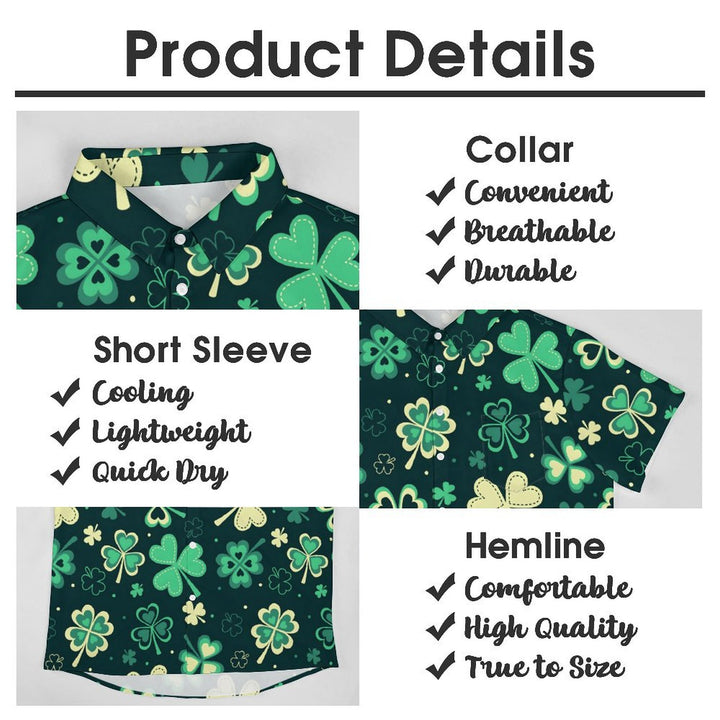 Men's St. Patrick'S Day Shamrock Casual Short Sleeve Shirt 2402000118