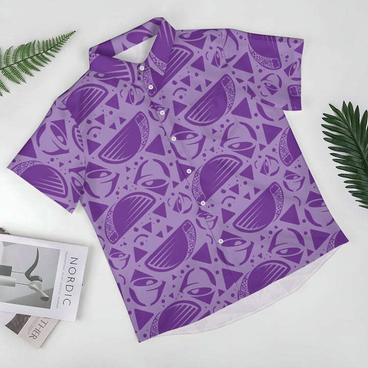 Men's TAKO Bell Purple Casual Short Sleeve Shirt 2403000461