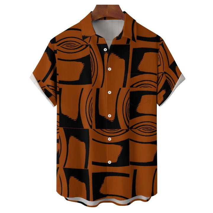 Artistic Geometric Print Casual Short Sleeve Shirt 2402000309