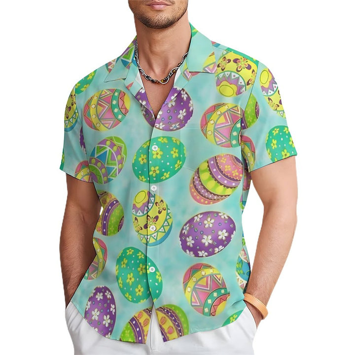 Men's Easter Egg Casual Short Sleeve Shirt 2312000054