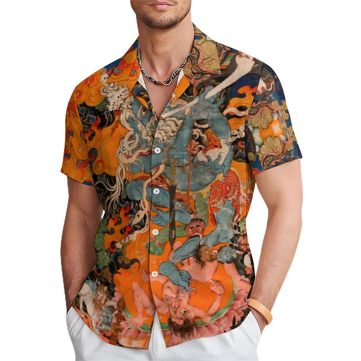 Men's Himalayan Art Casual Short Sleeve Shirt 2403000012