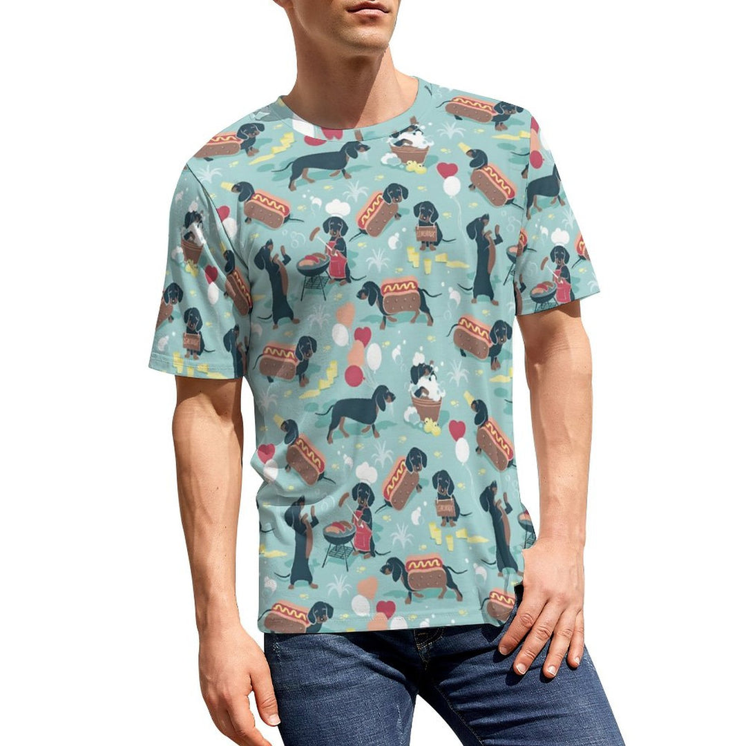 Men's Round Neck Dachshund  Casual T-Shirt 2312000393