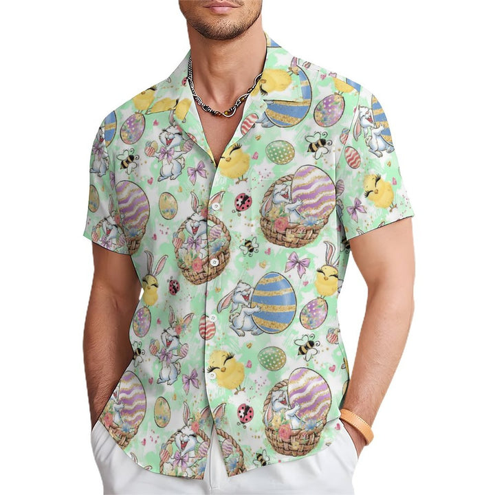 Easter Bunny Egg Chick Casual Short Sleeve Shirt 2312000344