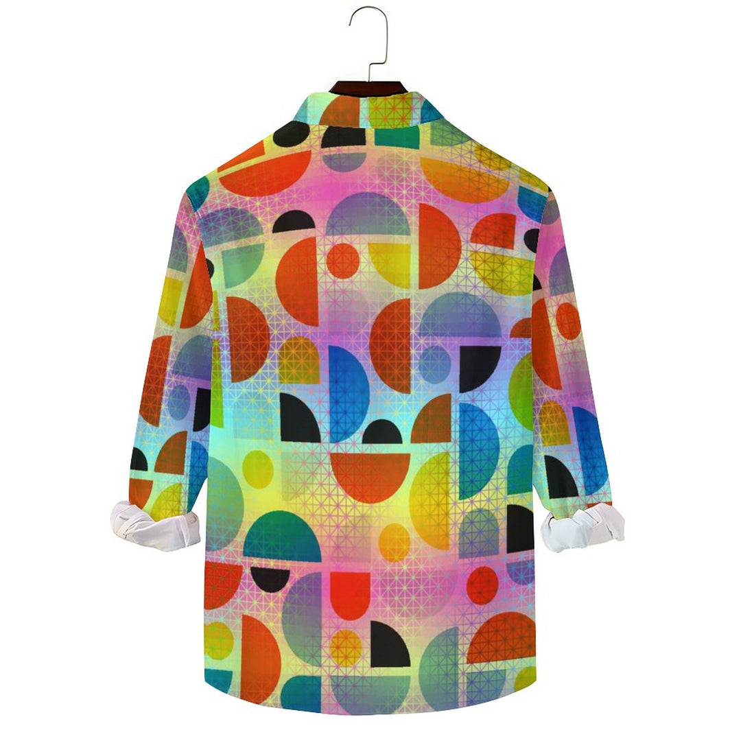 Geometric Color Art Casual Printed Long Sleeve Shirt 2402000108