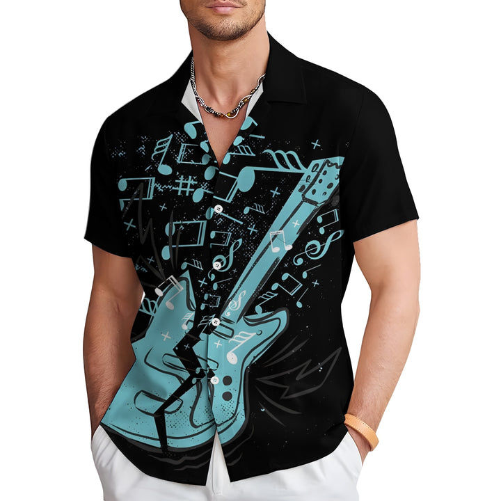 Music Guitar Print Men's Casual Short Sleeve Shirt 2403000227