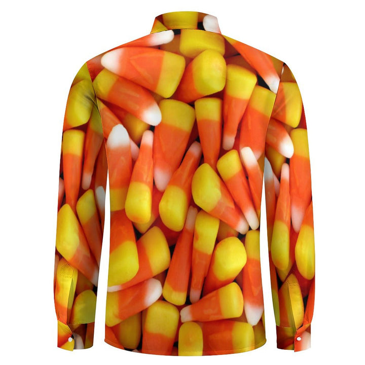 Men's Casual Candy Corn Printed Long Sleeve Shirt 2401000050