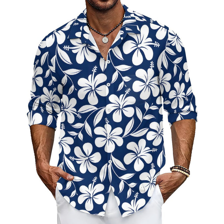 Men's Casual Hawaii Flowers Printed Long Sleeve Shirt 2311000761