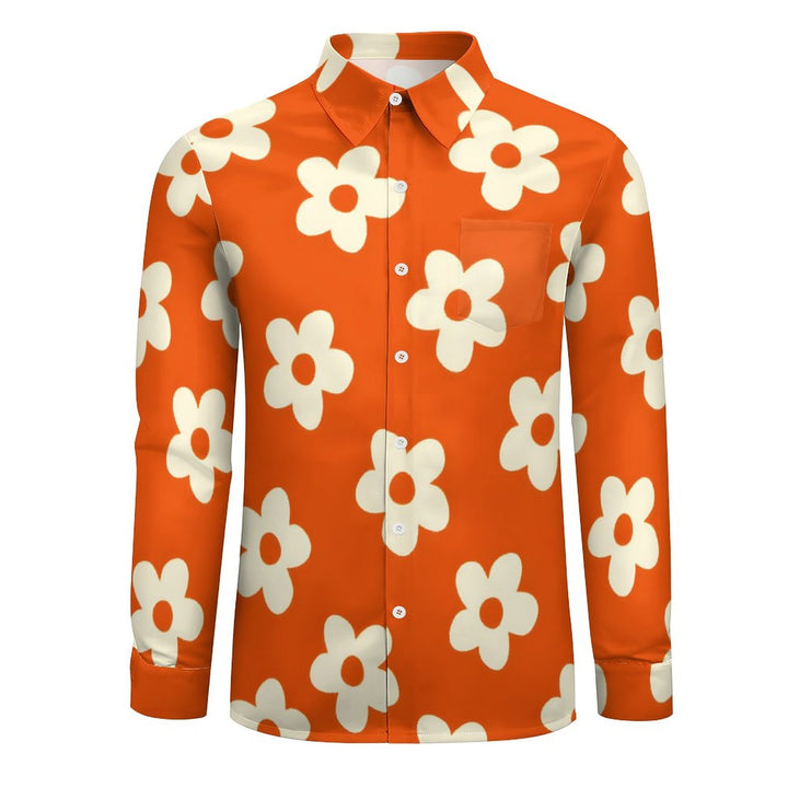 Men's Casual Flowers Printed Long Sleeve Shirt 2312000144