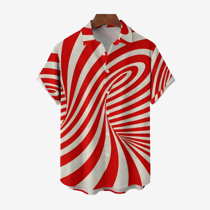 Men's Candy Cane Casual Short Sleeve Shirt 2402000029