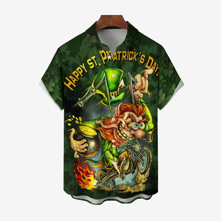 Happy St. Patrick's Day Casual Short Sleeve Shirt 2402000101