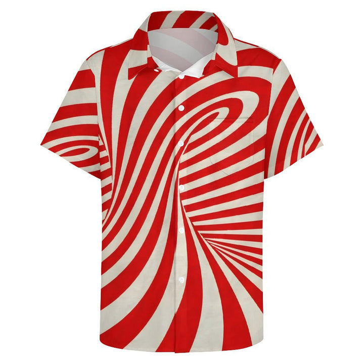 Men's Candy Cane Casual Short Sleeve Shirt 2402000029