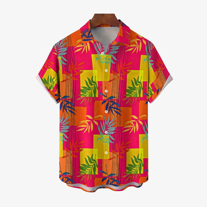 Geometric Floral Art Casual Short Sleeve Shirt 2403000007