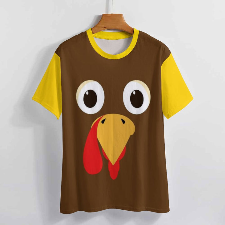 Thanksgiving Silly Turkey Face Men's round neck casual T-shirt  2311000159