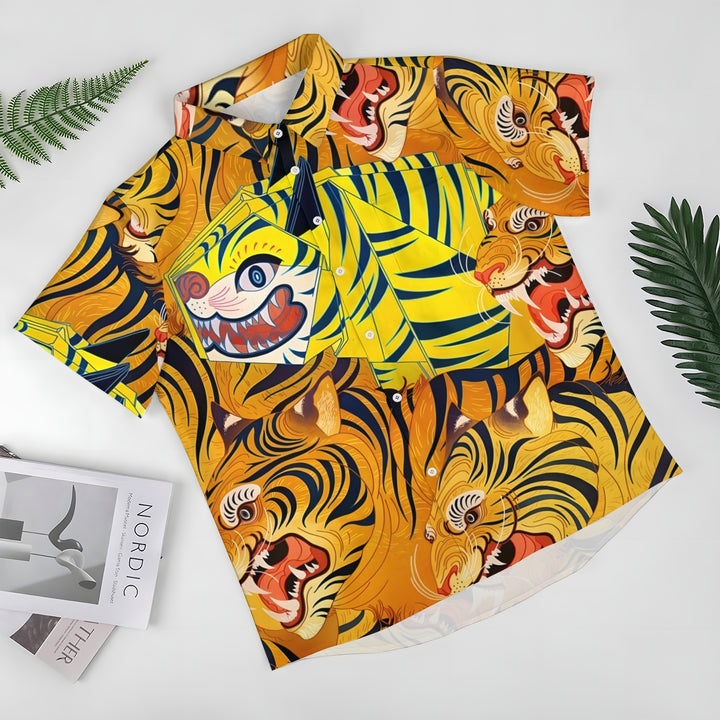 Men's Tiger Casual Short Sleeve Shirt 2403000091
