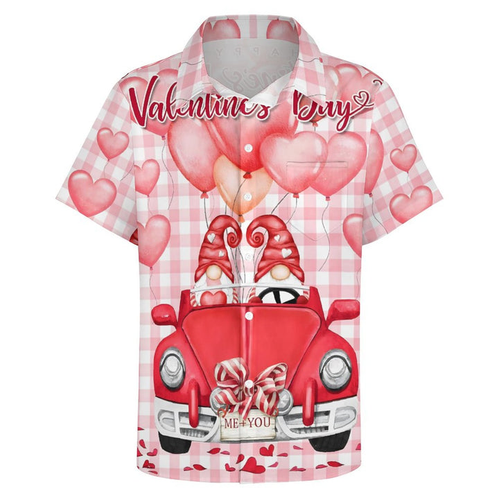 Valentine's Day Chest Pocket Short Sleeve Casual Shirt 2401000075