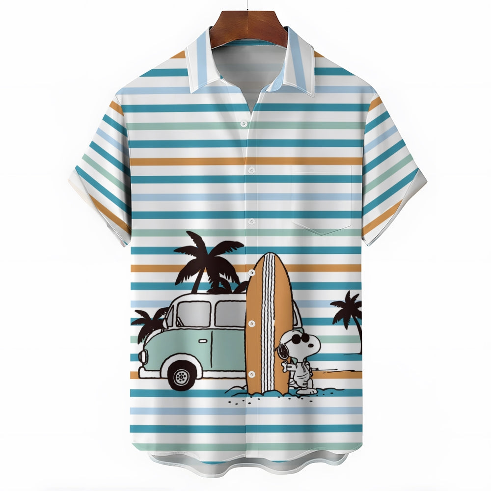 Men's Cartoon Stripes Casual Short Sleeve Shirt 2403000290