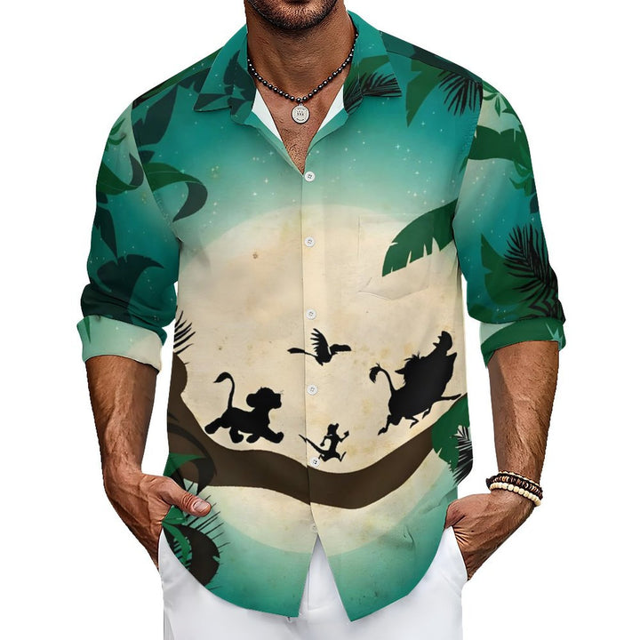 Men's Casual Cartoon Character Printed Long Sleeve Shirt 2401000060