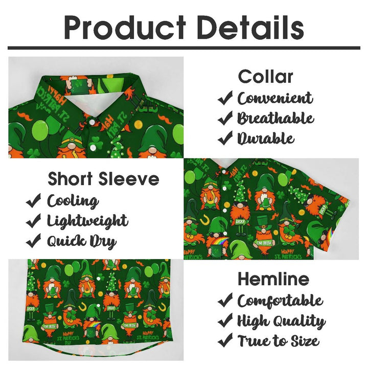 St. Patrick's Day Chest Pocket Short Sleeve Casual Shirt 2312000526