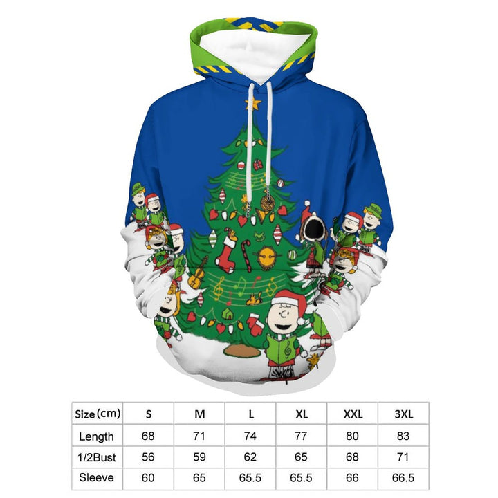 Universal cartoon Christmas tree hooded print sweatshirt for men and women 2311000312