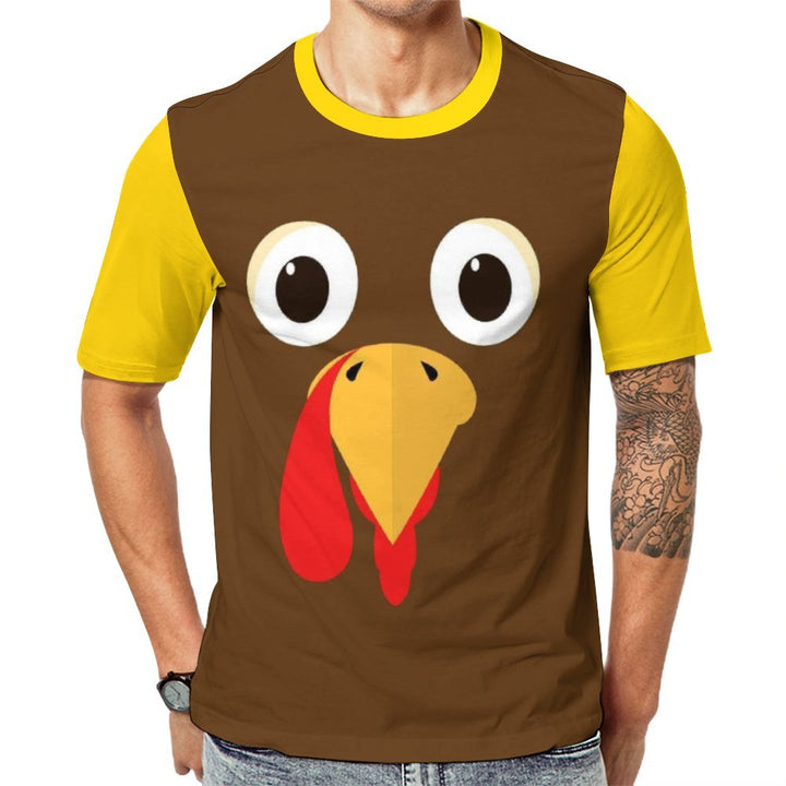 Thanksgiving Silly Turkey Face Men's round neck casual T-shirt  2311000159