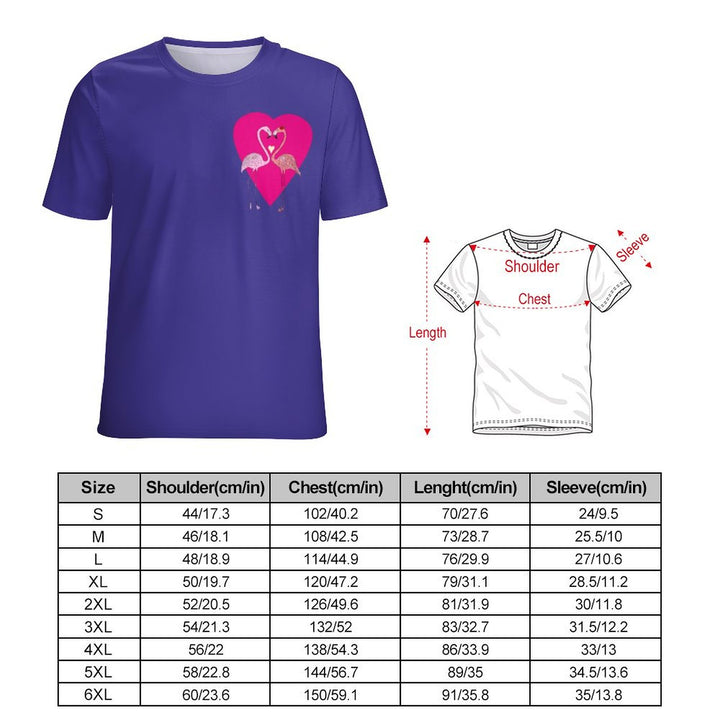 Men's Love Flamingo Round Neck Casual T-Shirt 2401000110