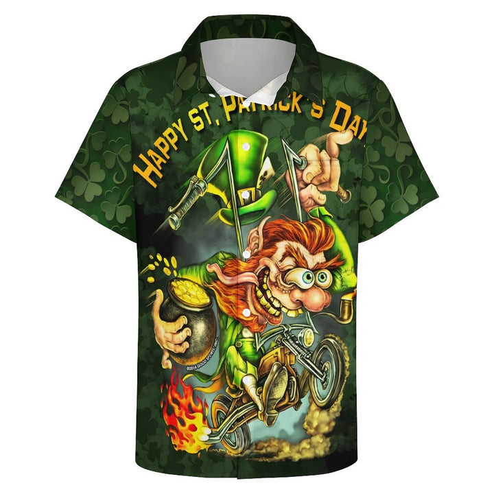 Happy St. Patrick's Day Casual Short Sleeve Shirt 2402000101