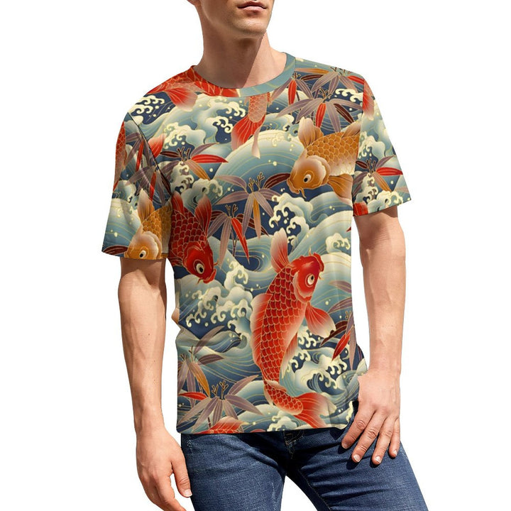 Men's Round Neck Koi Carp Casual T-Shirt 2312000391