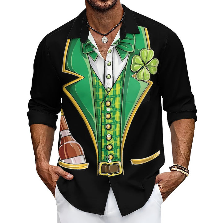 Men's Casual St. Patrick's Day Dress Printed Long Sleeve Shirt 2312000432