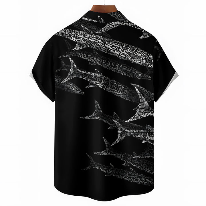 Men's Barracuda Printing Casual Short Sleeve Shirt 2403000098