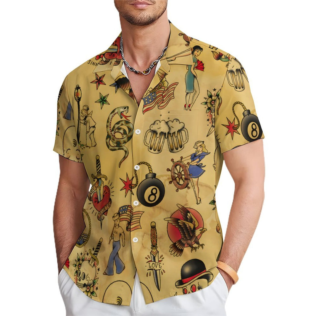 Men's Retro Casual Short Sleeve Shirt 2402000025