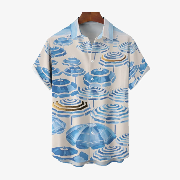 Men's Beach Umbrella Casual Short Sleeve Shirt 2402000254