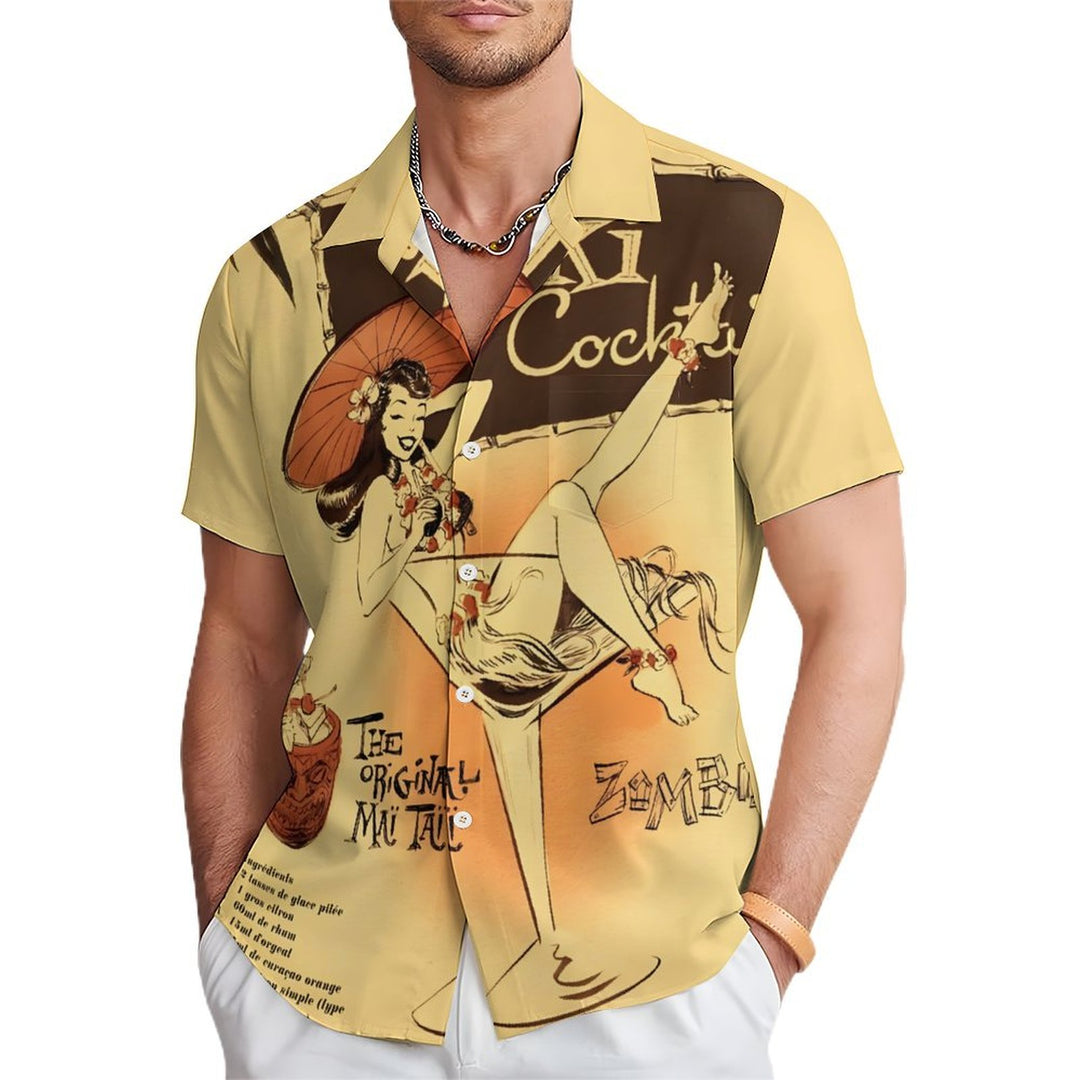 Men's Hawaiian Tiki Art Casual Short Sleeve Shirt 2401000213