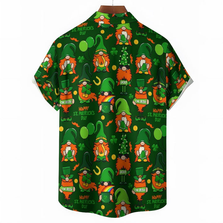 St. Patrick's Day Chest Pocket Short Sleeve Casual Shirt 2312000526