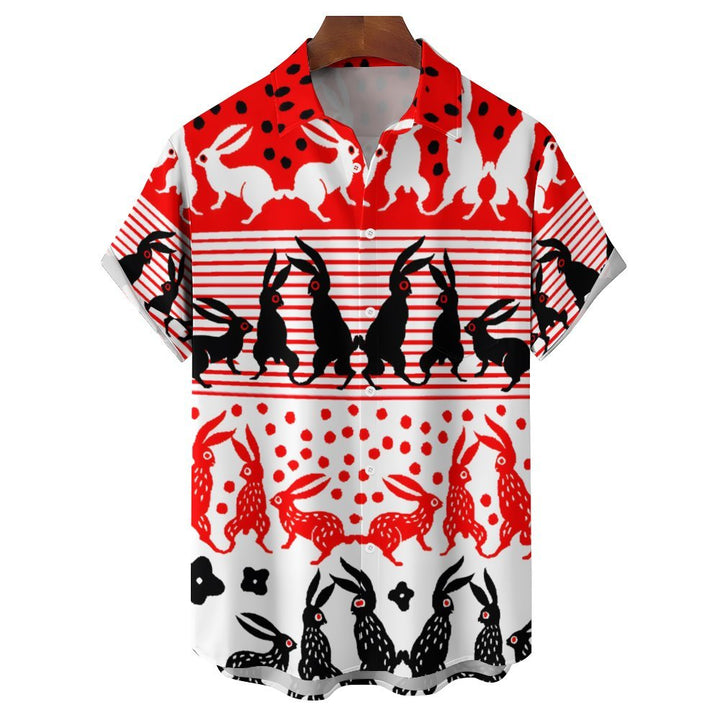 Men's Rabbit Casual Short Sleeve Shirt 2401000128