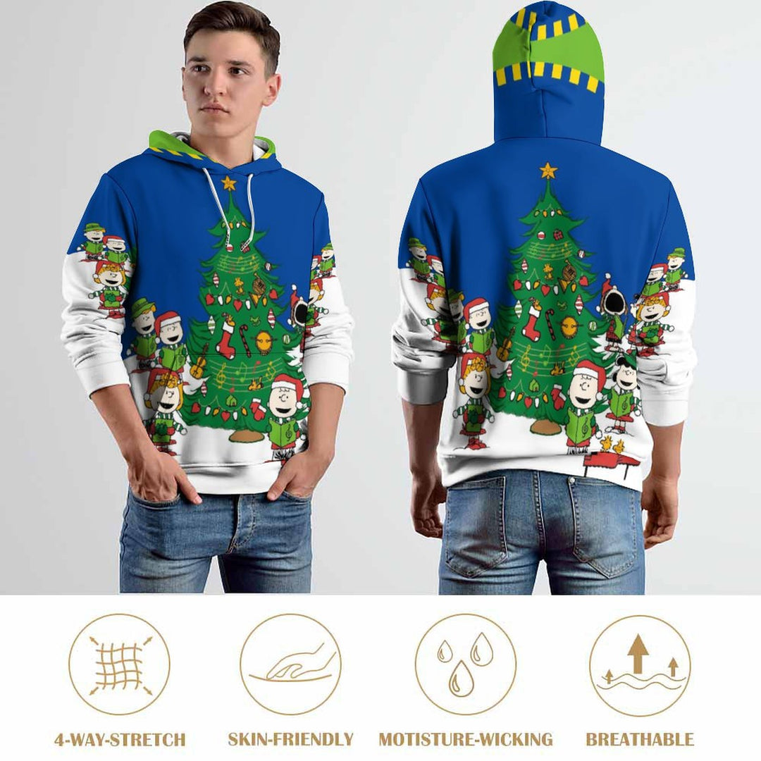 Universal cartoon Christmas tree hooded print sweatshirt for men and women 2311000312