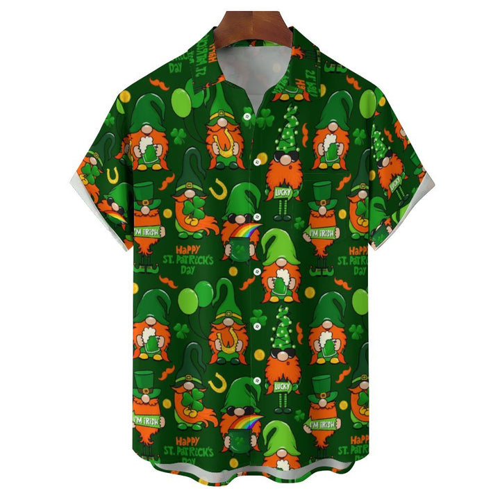 St. Patrick's Day Chest Pocket Short Sleeve Casual Shirt 2312000526