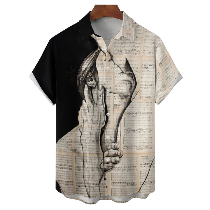 Men's "Kiss" Art Casual Short Sleeve Shirt 2402000027