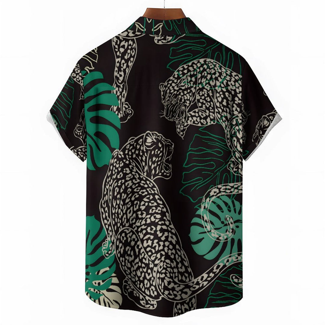 Men's Leopard Casual Short Sleeve Shirt 2402000259