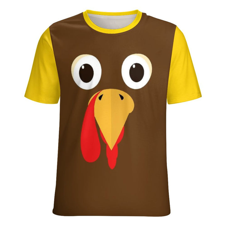 Thanksgiving Silly Turkey Face Men's round neck casual T-shirt  2311000159