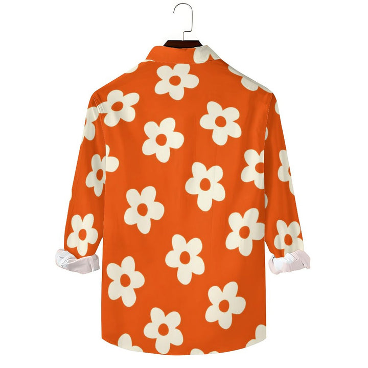 Men's Casual Flowers Printed Long Sleeve Shirt 2312000144