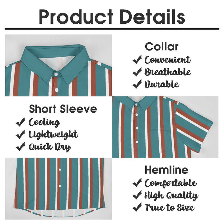 Men's Retro Classic Striped Casual Short Sleeve Shirt 2402000113