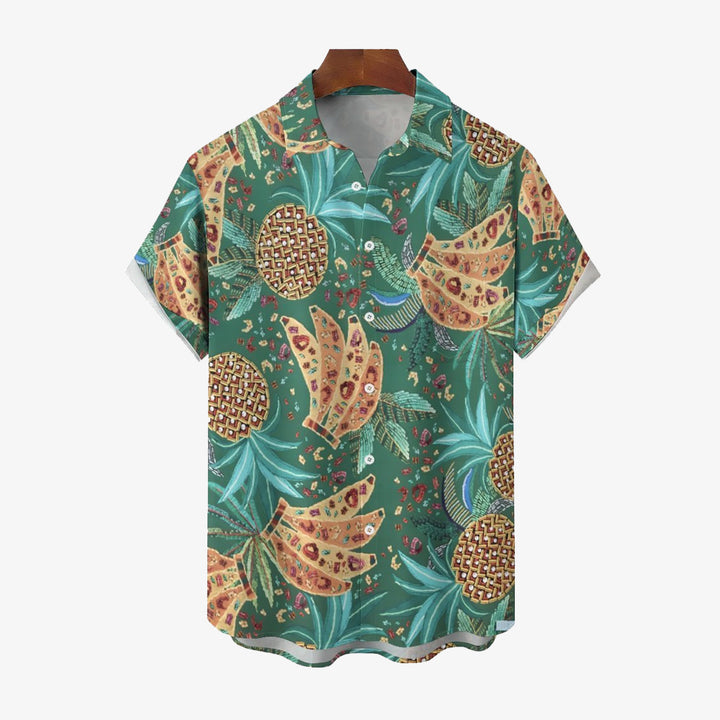 Hawaiian Fruit Art Print Casual Short Sleeve Shirt 2402000280