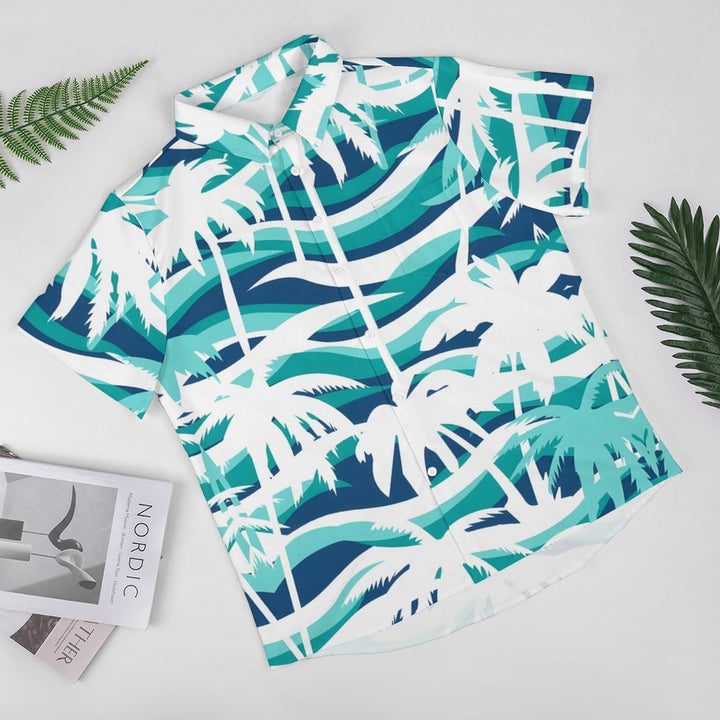 Men's Hawaiian Coconut Palm Casual Short Sleeve Shirt 2402000350