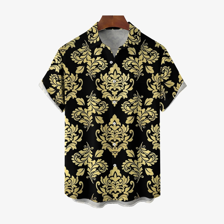 Men's Baroque Art Casual Short Sleeve Shirt 2403000251