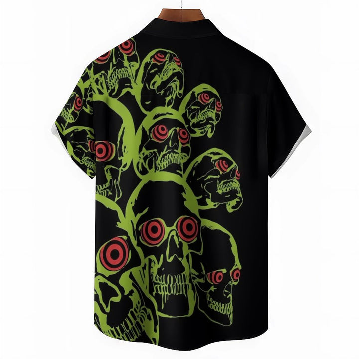 Men's Horror Skull Print Casual Short Sleeve Shirt 2402000202